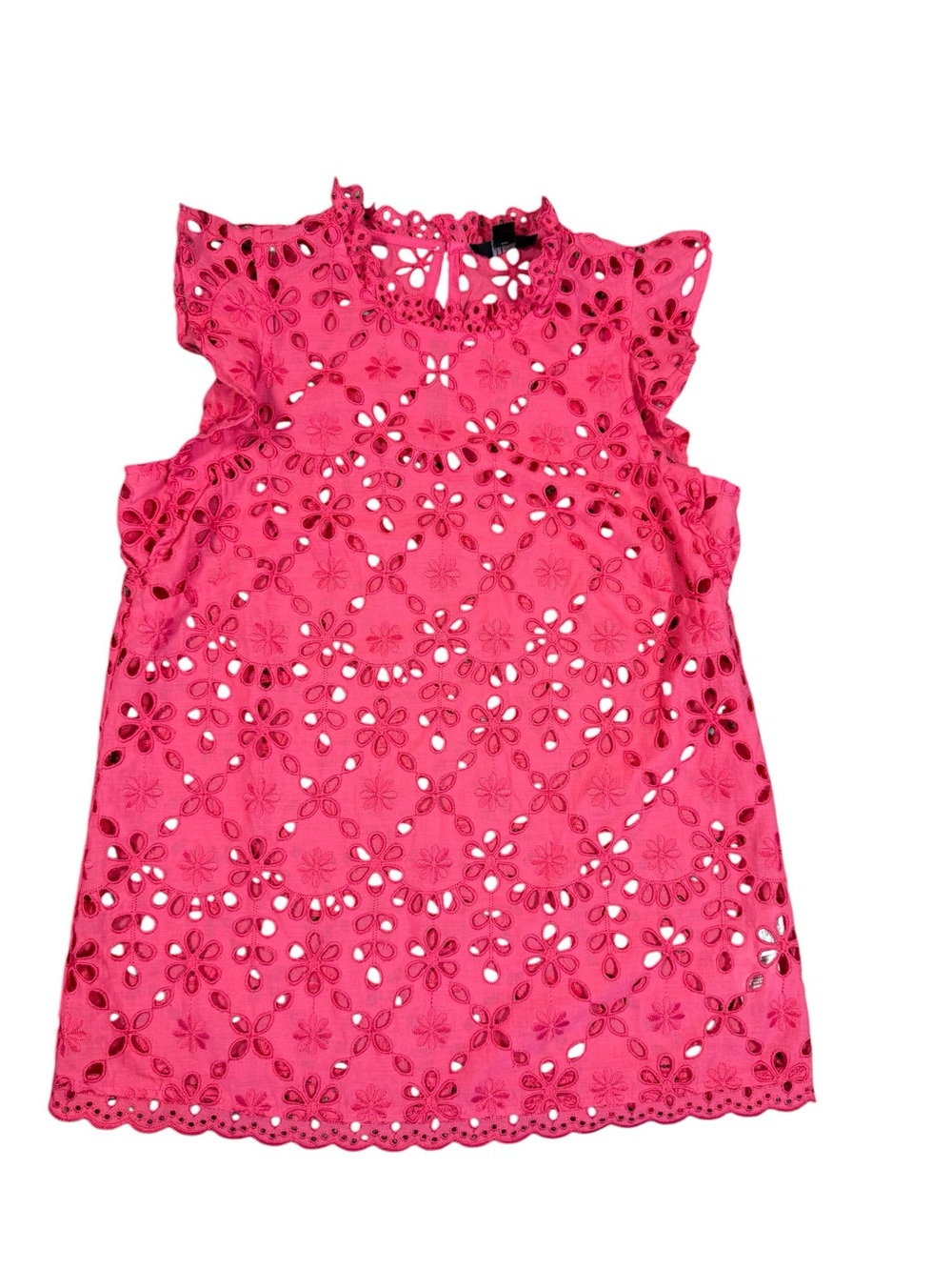 J. Crew Hot Pink Eyelet Lace Sleeveless Top - Picture 3 of 11